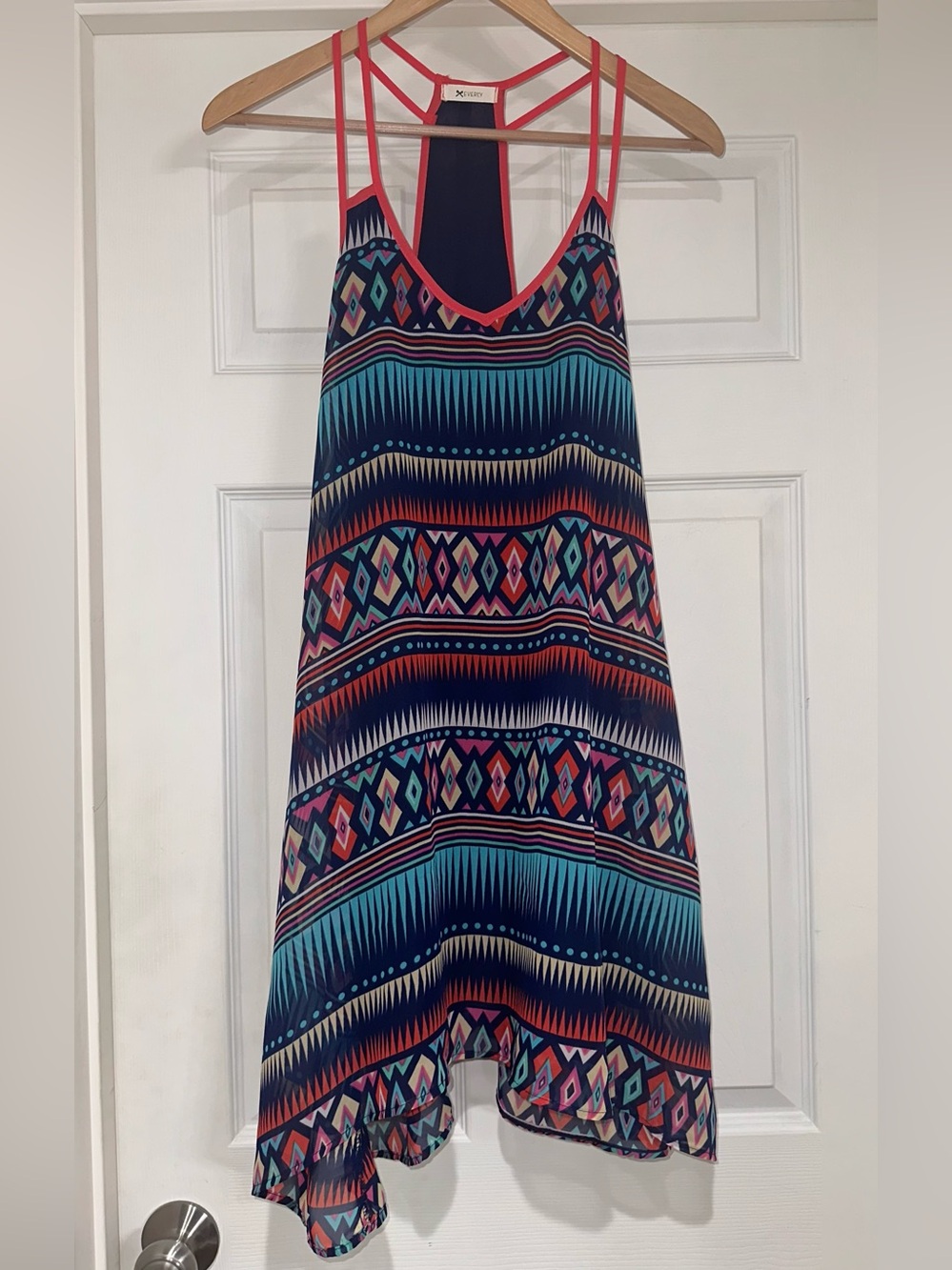 Everly Bright Aztec Print Strappy Mini Sundress Size Medium